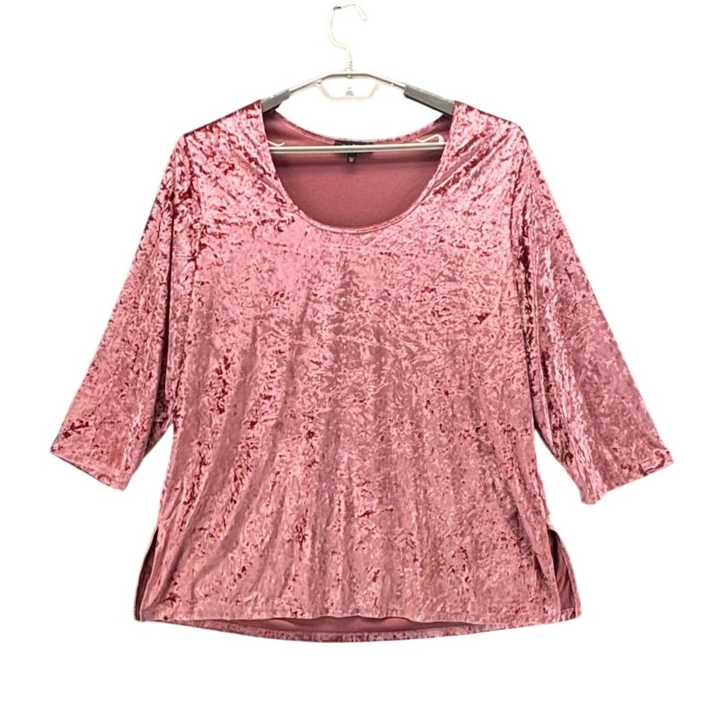 Crushed Velvet Womans Tunic Top Size 2x Rose Gold Elegant Fall Timeless USA Y2K